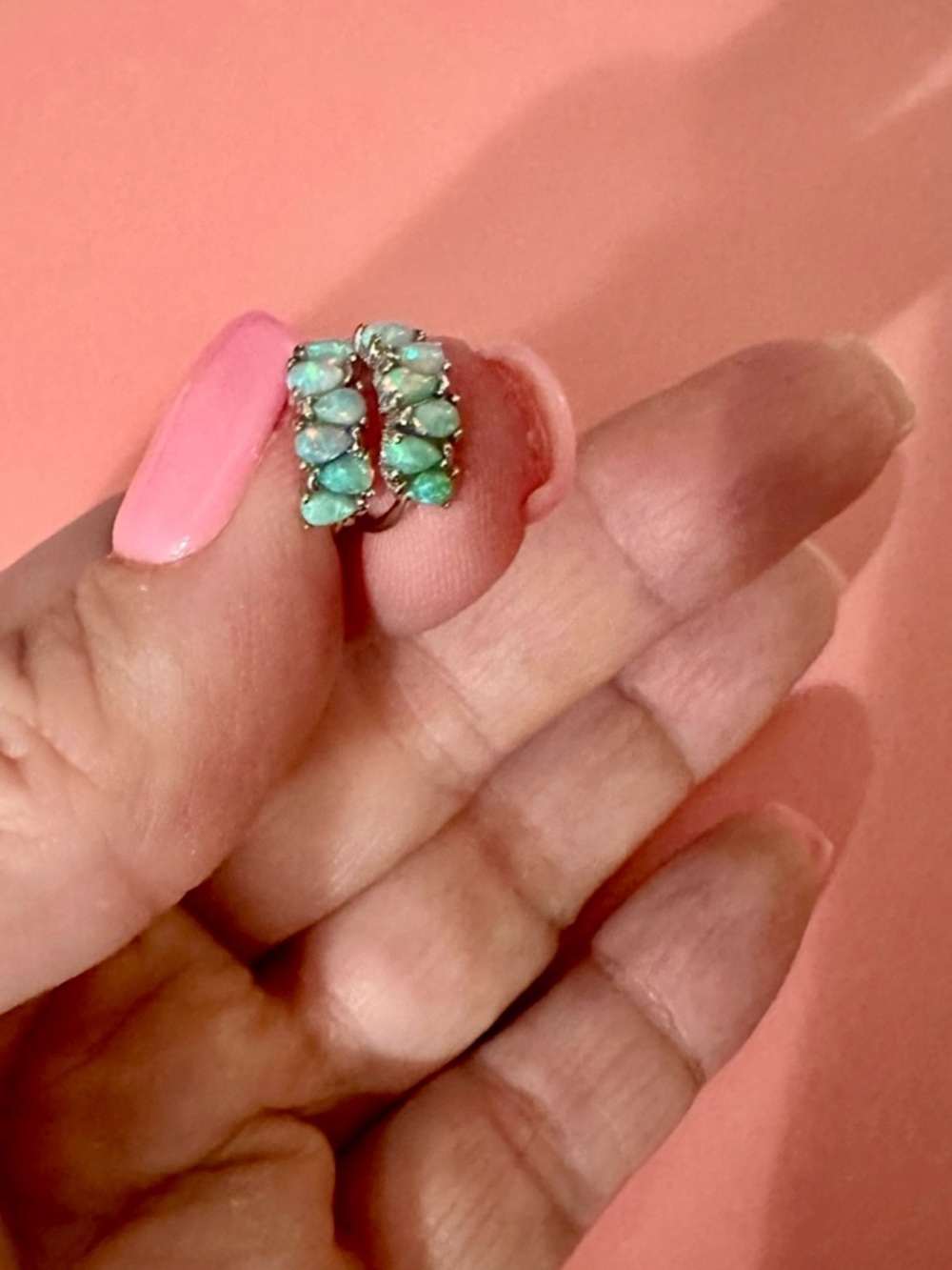 Caitlyn Minimalist Ombre Opal Huggie Hoops NWT